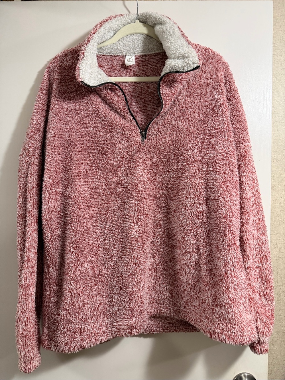 Women's Plush Half-Zip Sherpa Pullover - Pink